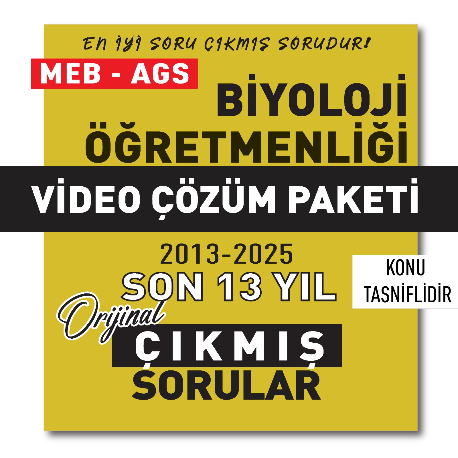 2026 Meb Ags Öabt Biyoloji Öğretmenliği Son 13 Yıl (2013-2025) Çıkmış Sorular Video Çözüm Paketi