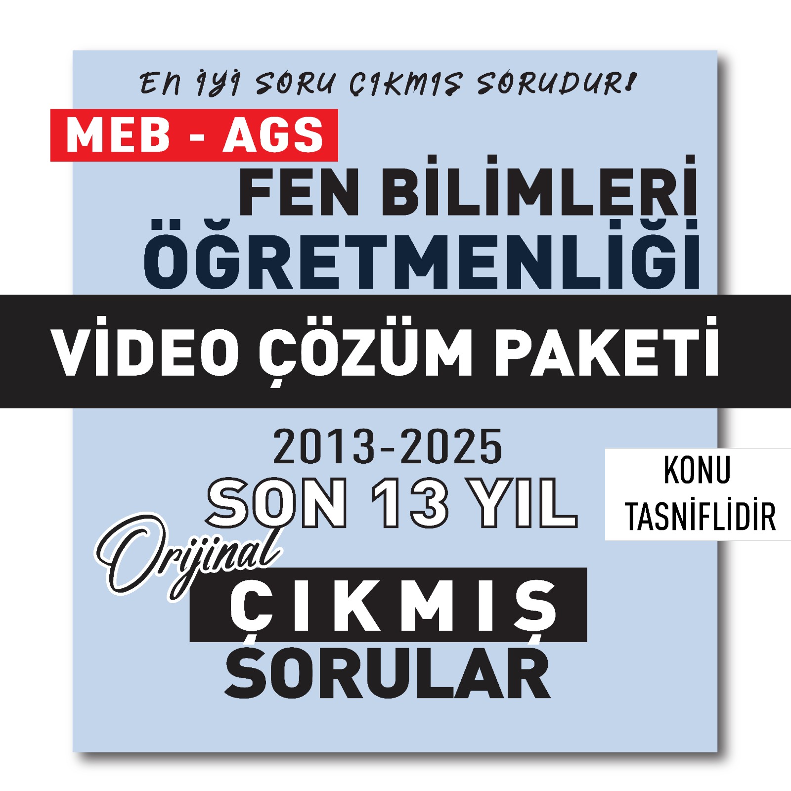 2026 Meb Ags Öabt Fen Bilimleri Öğretmenliği Son 13 Yıl (2013-2025) Çıkmış Sorular Video Çözüm Paketi