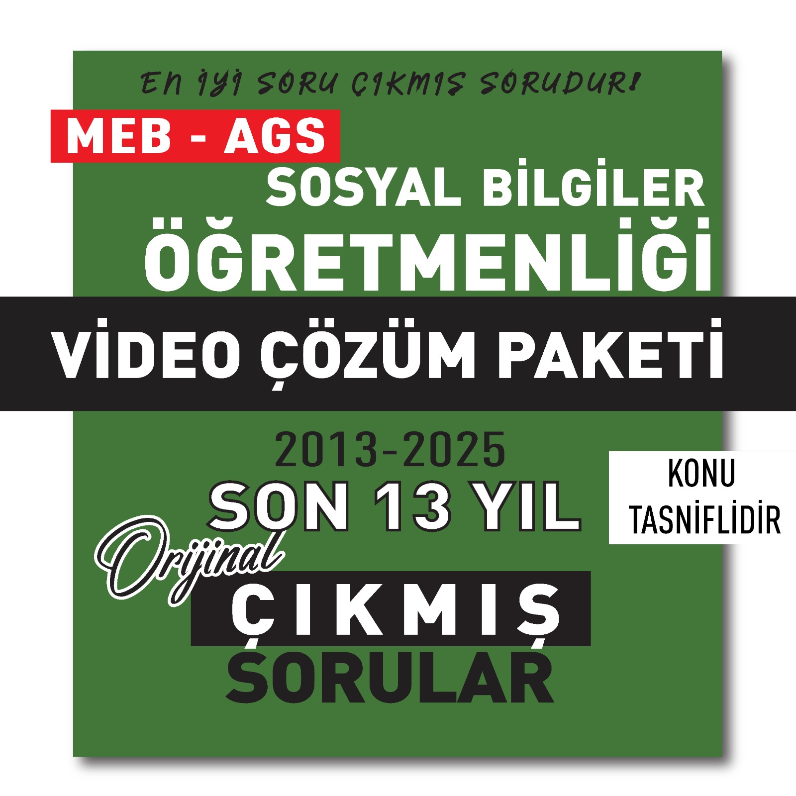 2026 Meb Ags Öabt Sosyal Bilgiler Öğretmenliği Son 13 Yıl (2013-2025) Çıkmış Sorular Video Çözüm Paketi