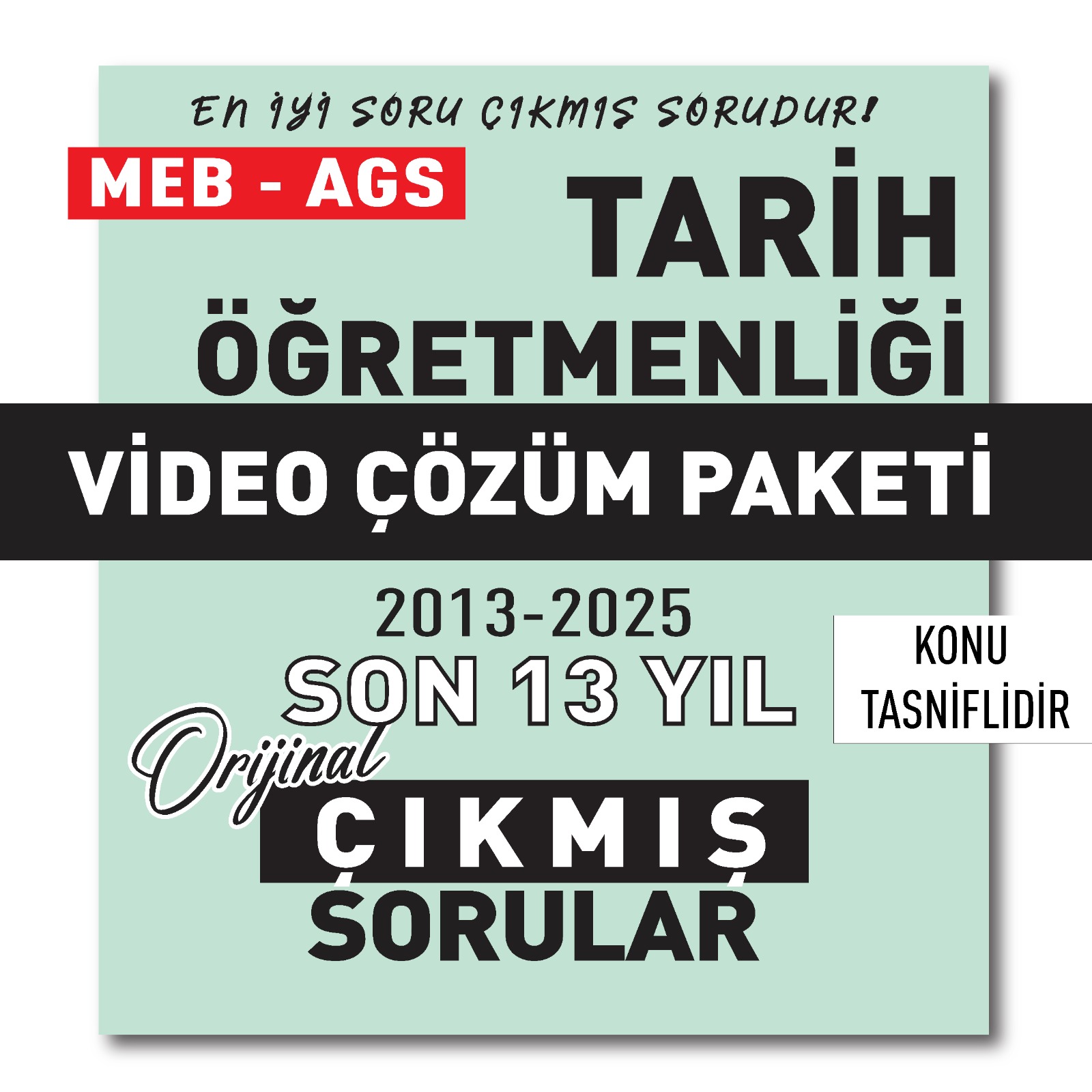 2026 Meb Ags Öabt Tarih Öğretmenliği Son 13 Yıl (2013-2025) Çıkmış Sorular Video Çözüm Paketi