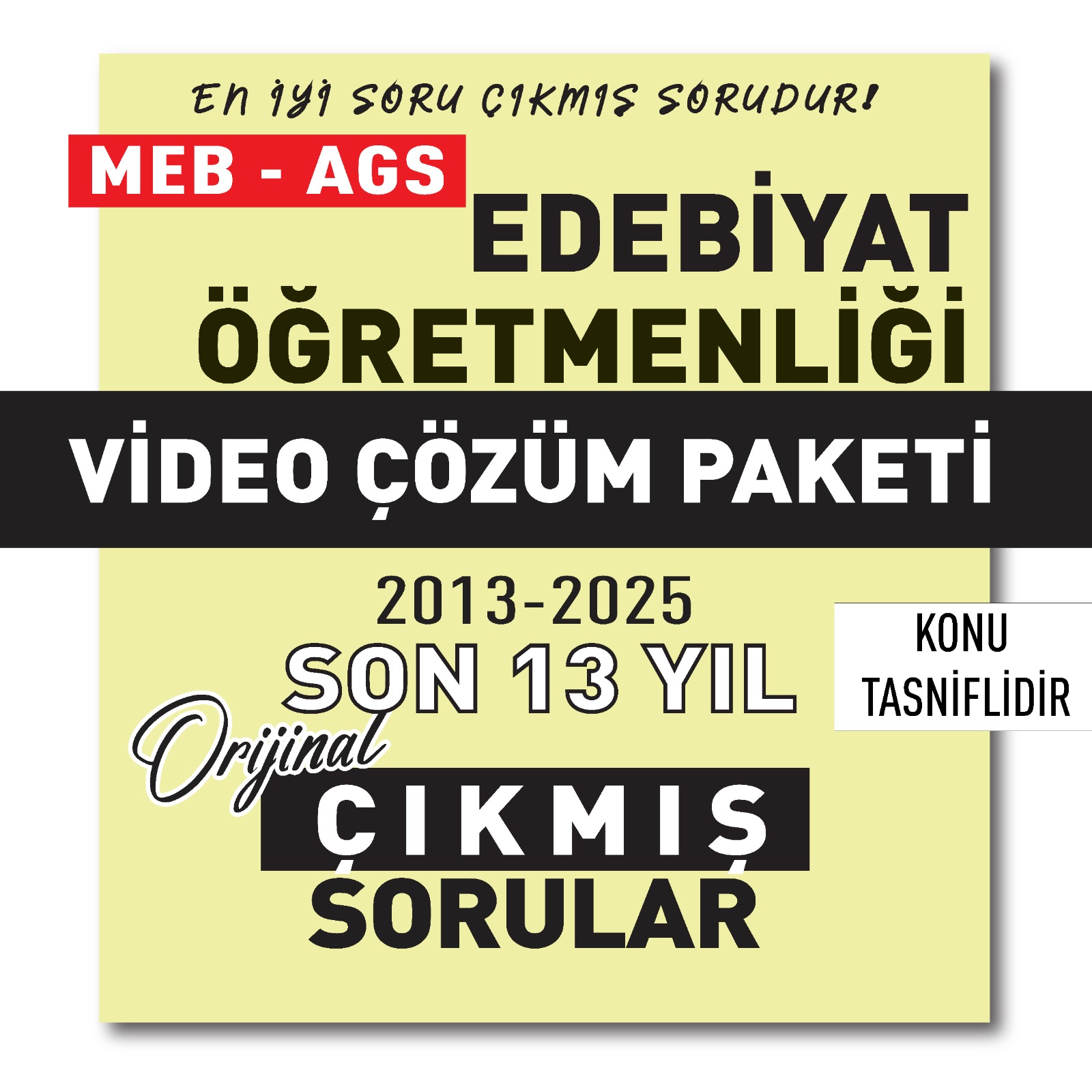 2026 Meb Ags Öabt Edebiyat Öğretmenliği Son 13 Yıl (2013- 2025)  Çıkmış Sorular Video Çözüm Paketi