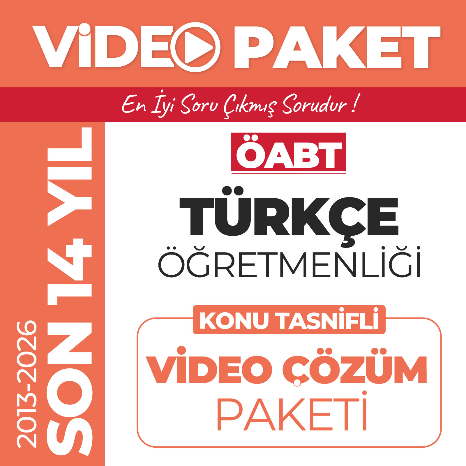 2027 Meb Ags Öabt Türkçe Öğretmenliği Son 14 Yıl Çıkmış Sorular (2013-2026 Yılları) Video Paketi
